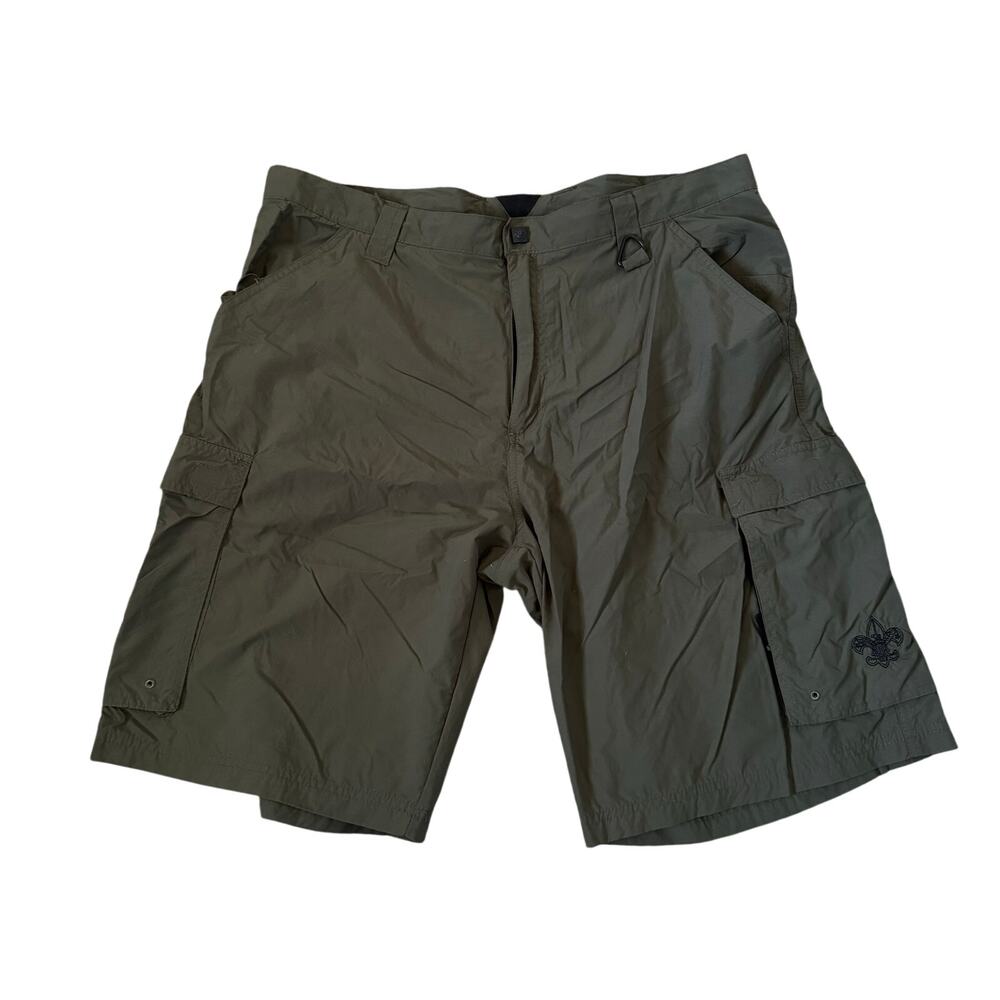 Boy Scouts of America Centennial Cargo Shorts Mens L Olive Green Nylon Uniform